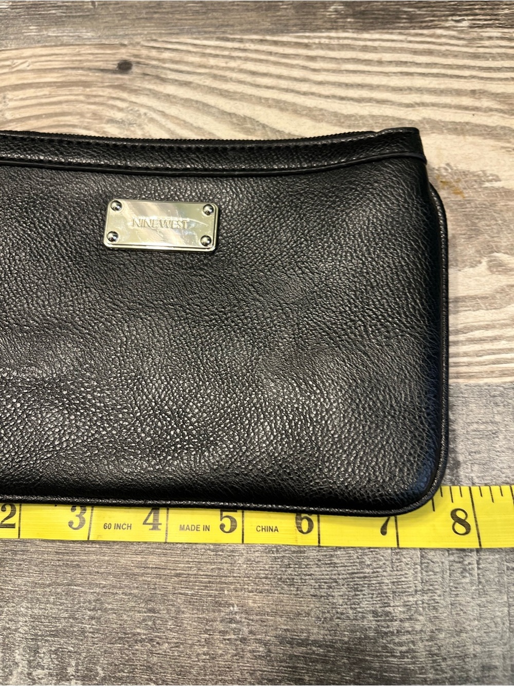 Nine West Black Leather Wristlet Clutch with Logo Plate - Picture 4 of 7